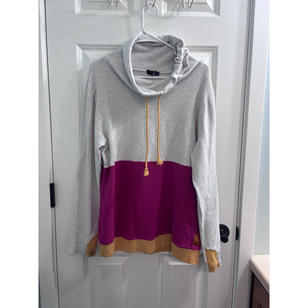 Ampersand Avenue Cowl Neck Colorblock Sweatshirt Size XXL